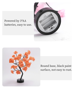 50cm scrivania Bonsai albero luce con 24 Led USB a batteria artificiale supporto fata Rose Led luce albero per la decorazione della stanza - Product Image 5