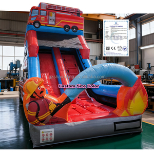 Glissière d'eau de thème de lutte contre l'incendie de videur sec humide gonflable extérieur de PVC d'usine pour la glissière gonflable de château d'enfants - Product Image 1