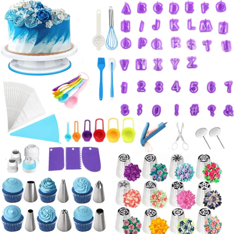 186 pcs cake turntable wedding cake stand set with angled icing spatula and icing smoother 2023 best selling
