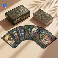 Cartes de tarot en lin écologiques personnalisées exclusives pour la pratique de la guérison par les cristaux, bords dorés, fabricant, vente en gros, usine