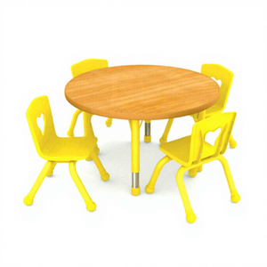 Ensemble de <span class=keywords><strong>table</strong></span> et de chaises rondes pour enfants de maternelle, pour 6 enfants, <span class=keywords><strong>table</strong></span> et chaises rondes colorées et sécuritaires pour enfants - Product Image 1