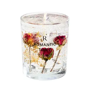 Vela de gelatina de flores secas reales para aromaterapia, venta al por mayor, gel de fragancia de lujo, cera para fabricación de velas perfumadas diy