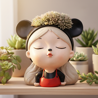 Roogo mignon Design vitalité fille résine bonsaï maison et jardin décoration Pots de fleurs belle fille succulente planteur