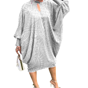 Hot Sale Weiß Custom Design Fledermaus Ärmel <span class=keywords><strong>Prom</strong></span> Samoan Puletasi Tribal Kaftan Kleider Vintage Polynesian Plus Size Kleid Röcke - Product Image 3