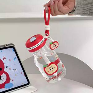 Zuo Mu Apple Shaped <b>Glass</b> Water Bottle 500Ml With Straw Large Capacity Student <b>Cup</b> For Back To School Gift - Product Image 1