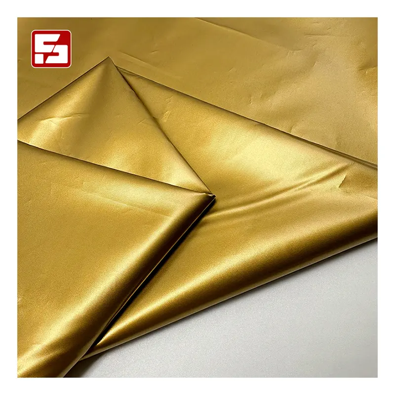 Waterproof 210T taffeta fabric windproof umbrella metallic fabric outdoor PU coating foil gold fabric Soft Shell for Raincoat