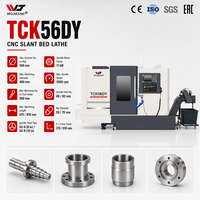 Tour CNC à banc incliné WOJIE TCK56DY, 3500 tr/min, alésage de broche 66 mm, centre de tournage CNC pour arbres et pièces à bride en métal