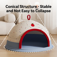 Lit pour chat en corde de coton avec coussin, 2-en-1, dôme et nid ouvert, maison pliable pour animaux de compagnie, pour grands chats d'intérieur, chatons, toutes saisons