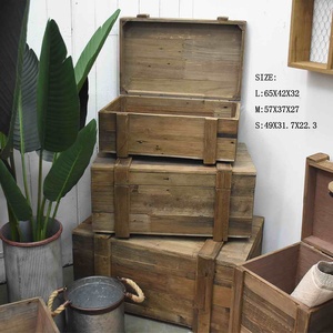 Luckywind <strong>Vintage</strong> Farmhouse Home Decor Handmade Natural Antique Reclaimed Wood Storage <strong>Trunk</strong> 20-35L Capacity Multifunctional - Product Image 5