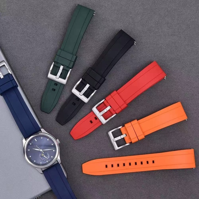 Lionorm Quick Release FKM Watch Straps 20mm 22mm 24mm Waterproof Replacement Soft Fluorine Rubber Watch Strap Luxury Wristband
