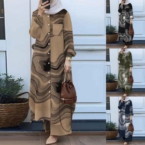 Conjunto de Dos Piezas <span class=keywords><strong>Estilo</strong></span> Árabe Primavera 2025 para Mujeres Musulmanas, Camisa de Manga Larga y <span class=keywords><strong>Pantalones</strong></span> de Poliéster, Nueva Colección de Moda Otoño - Product Image 1
