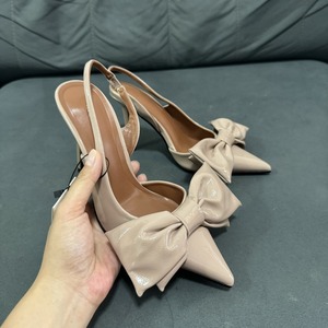 <span class=keywords><strong>Sandali</strong></span> a spillo da donna in vernice per primavera ed estate: punta chiusa con fiocco, scarpe eleganti con tacco alto con cinturino alla caviglia - Product Image 3