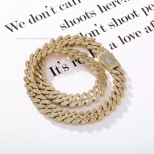 Hip Hop Full Encryption Rhombus <b>Chain</b> Copper Unisex European American Hot Sale <b>Cross</b>-border New Street - Product Image 2