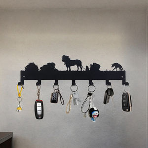 Porte-clés mural simple et décoratif en acier inoxydable noir à un seul niveau, écologique et multifonctionnel - Product Image 3