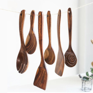 Bằng gỗ Đồ dùng nhà bếp thiết lập cho nhà bếp và nấu ăn, tự nhiên tếch gỗ đồ dùng Set, không dính đồ dùng nhà bếp thiết lập - Product Image 6