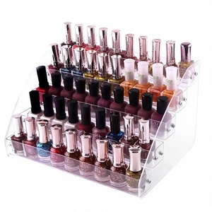 Rak <span class=keywords><strong>Display</strong></span> Akrilik Transparan Tinggi Modern dengan Lapisan Pernis, Dapat Disesuaikan, 4 Tingkat, untuk Lipstik, Parfum, Perhiasan, dan Cat Kuku - Product Image 1