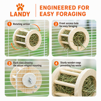 Jouet rotatif en bois naturel pour lapins, chinchillas et petits animaux – Distributeur de foin interactif avec roue tournante pour cage