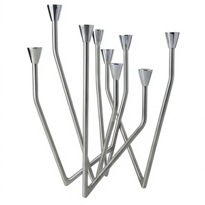 Candelabro Moderno de Metal Plateado Mate, Curvo, con Múltiples Brazos, para Decoración del Hogar - Product Image 3