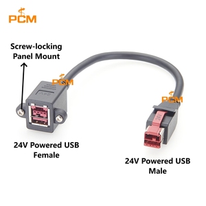 Câble d'extension USB 24V mâle-femelle à visser sur panneau pour système de point de vente, <span class=keywords><strong>imprimante</strong></span>, <span class=keywords><strong>scanner</strong></span>, hub USB industriel alimenté - Product Image 2