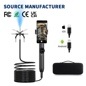 Boroscope articulé bidirectionnel 1080P HD 6,4 mm, caméra d'inspection étanche à l'huile et à l'eau avec LED, endoscope 360° ° - Product Image 1