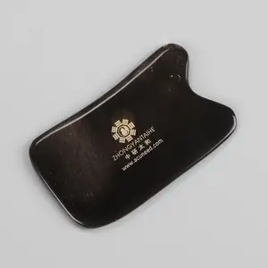 Natural Gua Sha Board Black Buffalo Horn Scraping Healthy Massage Cure Beauty Tool Guasha