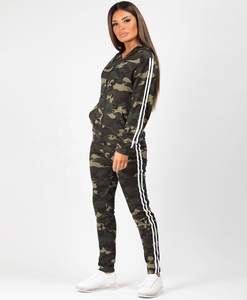 Conjunto Deportivo de 2 Piezas para Mujer PIHA SPORTS, Diseño Personalizado, Estampado de Camuflaje, Chaqueta con Franja Lateral y Leggings para Invierno - Product Image 2