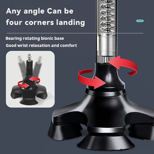 Canne de marche pliable à LED - Hauteur réglable et base pivotante à quatre pieds pour les personnes âgées (canne de sécurité portable) - Product Image 4