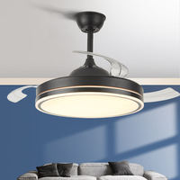 Lámpara de Techo Retráctil de Estilo Europeo, Ventilador de Techo LED Moderno con Control Remoto y Luz Decorativa