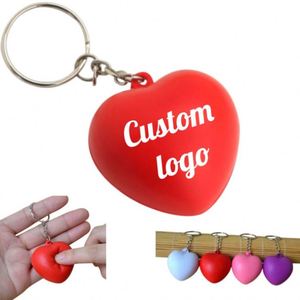 Llavero de Espuma de PU con Forma de Corazón y Logotipo Personalizado, Juguete Antiestrés, Adorno Colgante, Regalo Promocional con Impresión de Serigrafía - Product Image 1