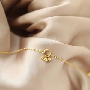 Pulsera de Moda con Colgante de Bola Dorada, Joyería Chapada en Oro de 18K, Pulsera de Cadena de Bolas Redondas de Acero Inoxidable para Mujer - Product Image 2