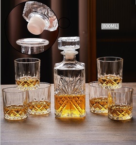 Bouteille à whisky en verre transparent gravé sans plomb de 800 ml et 1000 ml avec bouchon pour <span class=keywords><strong>vodka</strong></span>, bourbon, brandy - Product Image 2