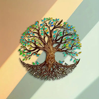 Décoration murale en fer rond sur le thème de l'arbre de vie, écologique et moderne, faite sur mesure