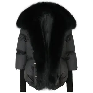 2023 White Duck Down Jacket Winter Women Warm Loose Coat Natural Real Fox Fur Collar Thick Luxury Outerwear