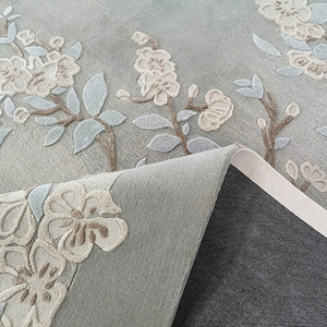Tappeto di Lusso Orientale Floreale Annodato a Mano in Lana Neozelandese e Seta di Bambù, Misura Personalizzata <span class=keywords><strong>per</strong></span> Hotel e Ville - Product Image 3