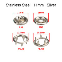 11mm acier inoxydable Non rouille métal broche anneau bouton pression 5 griffes bouton personnalisé broche bouton pression pour vêtements de bébé