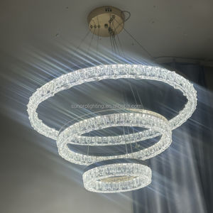 2026 nuovo lusso oro 220V 150W ad alta luminosità LED 3 anello lampadario di cristallo lampade a sospensione da soffitto moderno Interior Design - Product Image 6