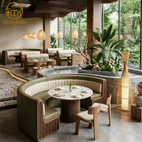 Nouvel ensemble de mobilier pour restaurants commerciaux : Chaise en bois massif et banquette incurvée, personnalisation complète directe usine