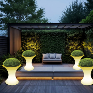 Grand <span class=keywords><strong>pot</strong></span> de fleurs LED de luxe, vase de sol <span class=keywords><strong>lumineux</strong></span> à couleurs changeantes <span class=keywords><strong>pour</strong></span> la décoration de <span class=keywords><strong>jardin</strong></span> et de salon, pots de taille quotidienne - Product Image 2