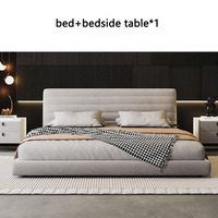 Lit King Size Minimaliste Nordique en Cuir Extensible et Confortable pour Hôtels et Gîtes