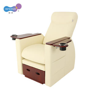 Geen Sanitair Pedicure Stoelen En Kruk Set Op Maat Lederen Ligbank Rugleuning Verstelbare Houten Basis Voor Nagelsalon - Product Image 3