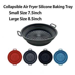 Cross-border bestseller Reusable silicone <b>liner</b> for home <b>air</b> <b>fryer</b> with foldable silicone tray - Product Image 3