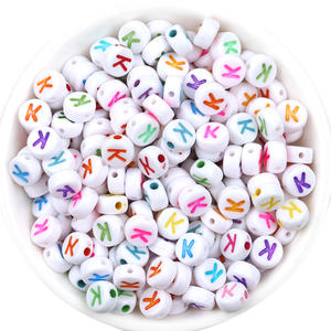 Perles acryliques blanches oblates, lettres individuelles, fabrication de bijoux DIY, bracelet, chaîne de téléphone portable, matériau en lucite - Product Image 3