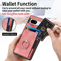 Étui de protection intégral en cuir PU avec fentes pour cartes et support anneau pour Google Pixel 9A / 10 Pro, design gaufré