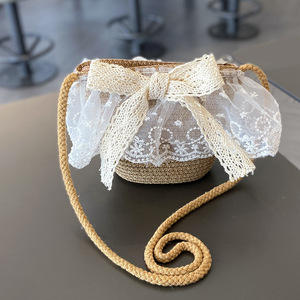 Nouveau filles chapeaux mode été dentelle fleur casquettes respirant chapeau de paille élégant enfants chapeau de soleil belle <span class=keywords><strong>pompon</strong></span> bébé <span class=keywords><strong>Bonnet</strong></span> sac ensemble - Product Image 6