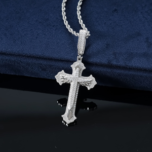 Nuovo Arrivo 2026: Ciondolo Croce Gotica Decorata con <span class=keywords><strong>Ali</strong></span> in <span class=keywords><strong>Argento</strong></span> Sterling 925 per Uomo, Lussuoso Moissanite VVS1 <span class=keywords><strong>D</strong></span> che Supera il Test del Diamante - Product Image 3