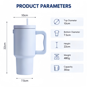<span class=keywords><strong>Taza</strong></span> de Viaje de Acero Inoxidable con Aislamiento al Vacío de 30 oz, con Asa y Pajita, Rendimiento Térmico de 12-24 Horas para Café y Bebidas Frías - Product Image 3