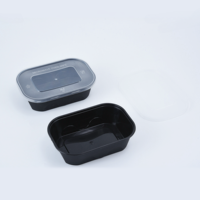 Boîte de restauration rapide jetable rectangulaire noire claire à emporter récipient de stockage en plastique de qualité alimentaire