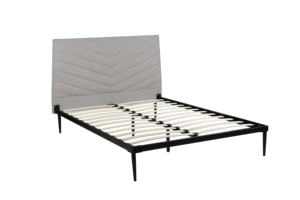 Factory Wholesale King Queen Double <strong>Single</strong> Full Size <strong>Bed</strong> <strong>Frame</strong> Beige Pink Velvet High Headboard <strong>Metal</strong> <strong>Bed</strong> <strong>Frame</strong> - Product Image 4