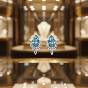 Orecchini a perno rosa E1536 con gemma rosa taglio a pera, design floreale, montatura a griffe, in lega, gioielli classici da festa da donna - Product Image 2