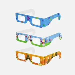 变色白纸衍射眼镜散装圣诞灯形眼镜节日衍射眼镜